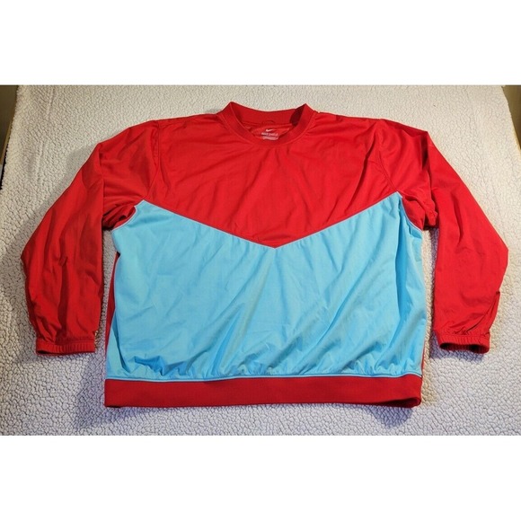 Nike Shield Victory Crew XXL 2XL Red Blue Golf Pullover Weather‎ Resistant EC - Picture 1 of 8